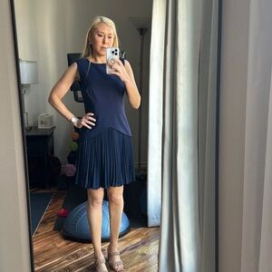 Milly Navy Blue Pleated Mini Dress